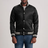 Yaken Black Leather Varsity Jacket